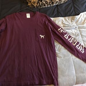 Maroon long sleeve pink shirt